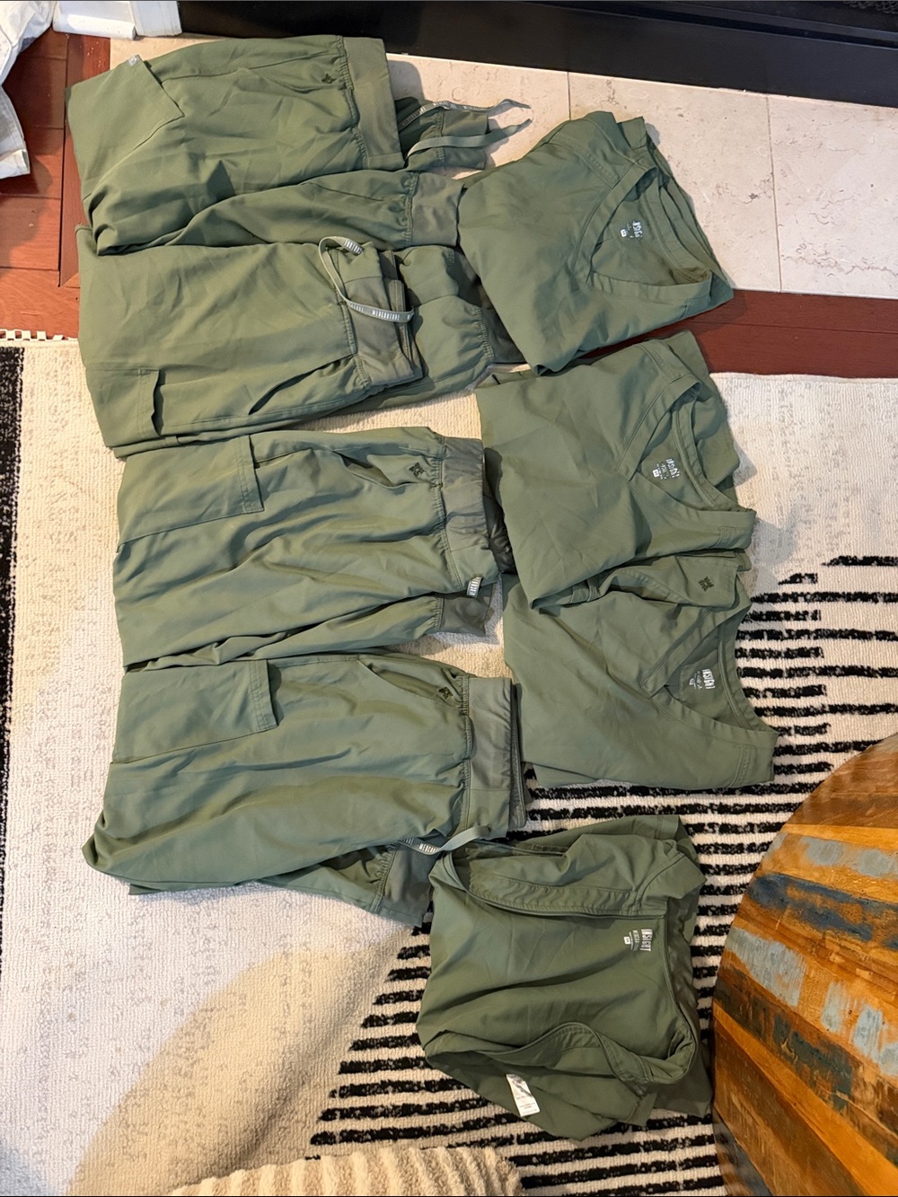 Med Couture Olive Green Cargo Scrub Pants